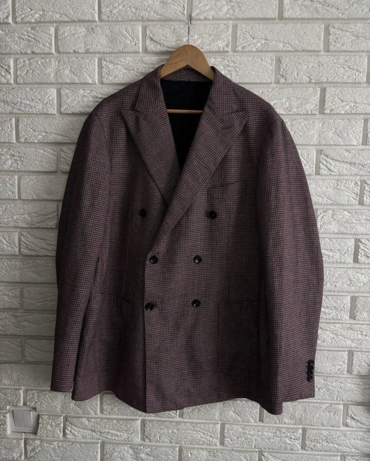 Luigi Borrelli Luigi Borrelli Napoli Blazer Double-Breasted Linen Cotton Size 54L - 2 Thumbnail