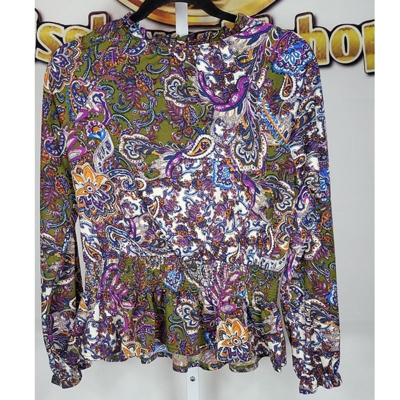 Other Melloday Purple Paisley Stretch Elastic Waist Top size S Size S / US 4 / IT 40 - 2 Thumbnail