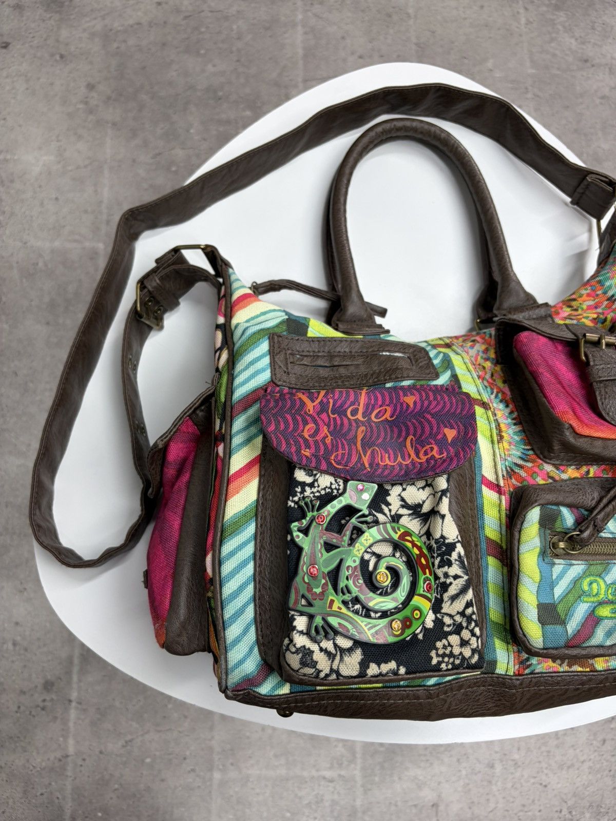 KMRii Desigual Patchwork Messenger Bag Y2K Boho Hippie Festival Size ONE SIZE - 13 Thumbnail