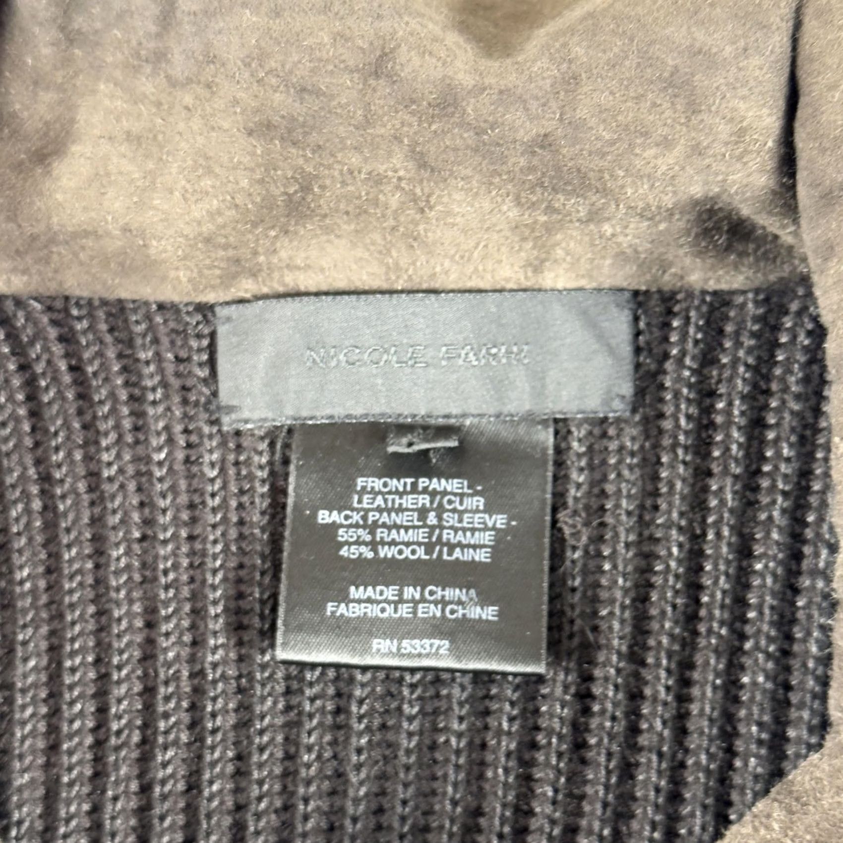 Nicole Farhi Nicole Farhi Bomber Jacket Mens Medium Brown Leather Knit Wool Full Zip Size US M / EU 48-50 / 2 - 2 Thumbnail