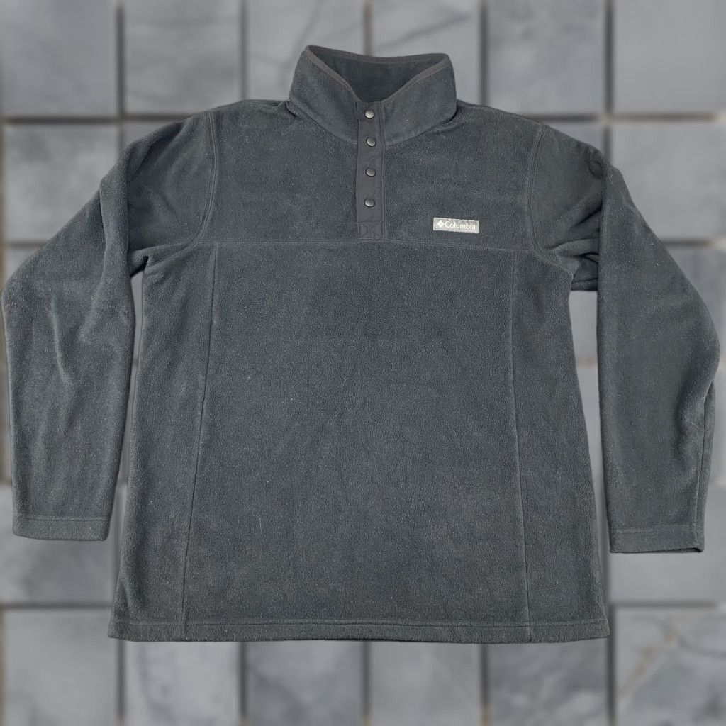 Vintage Columbia Sweatshirt Pullover Mens Large Black Fleece Snap Button Outdoor Hiking Mock Neck Long Sleeve Embroidered Logo Classic Polyester Size US L / EU 52-54 / 3 - 1 Thumbnail