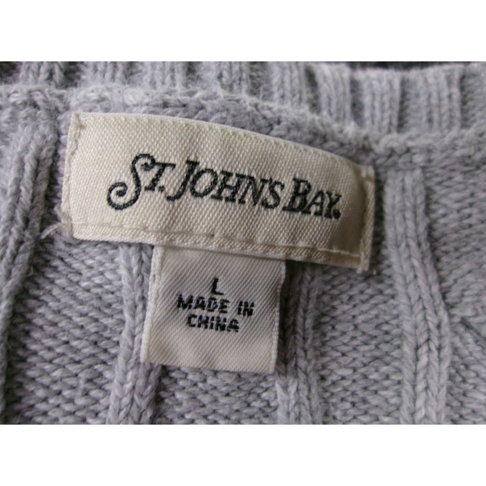 Vintage St Johns Bay Women Sweater Large Light Gray Cable Pullover Cozy Classic Fall Day Size L / US 10 / IT 46 - 6 Thumbnail