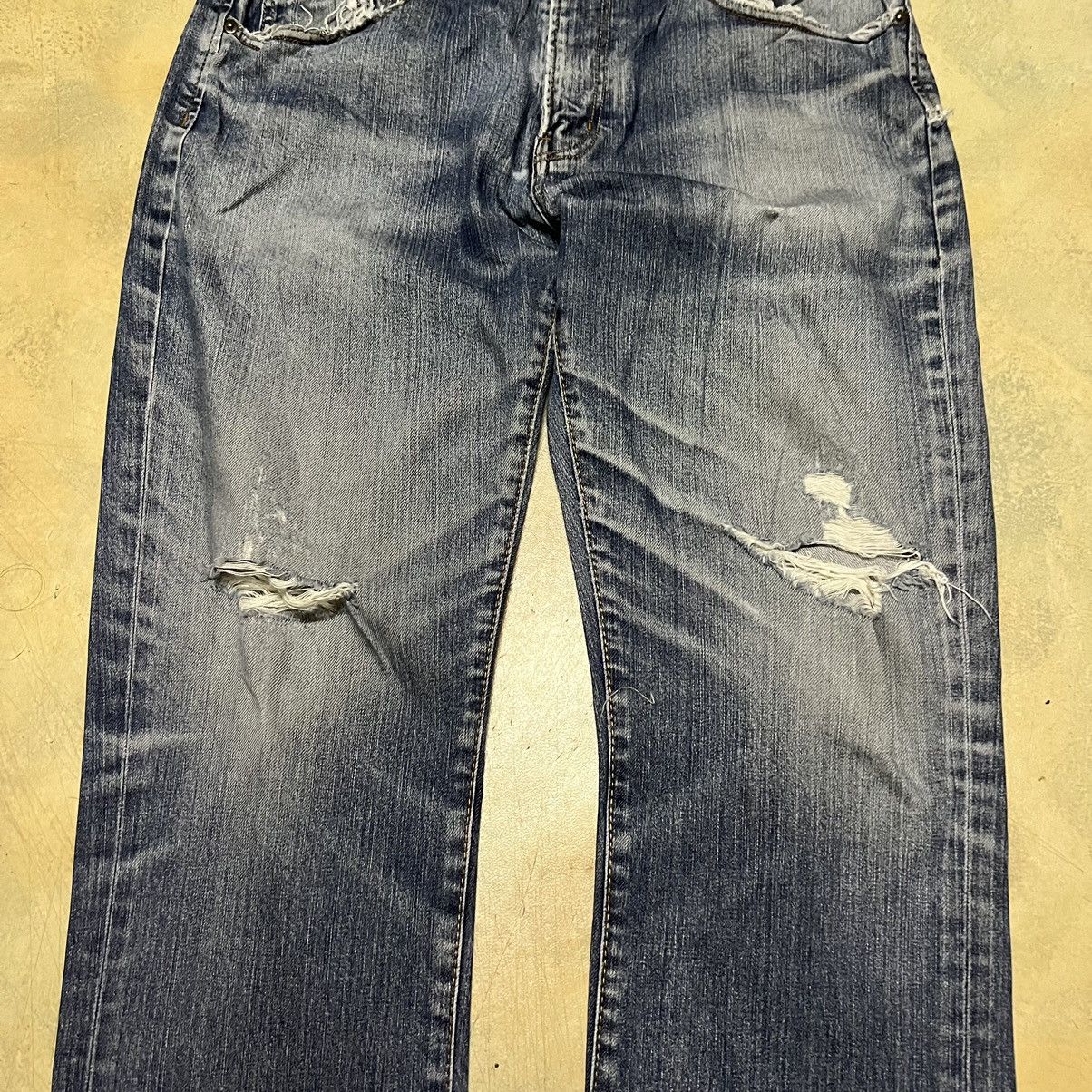 Japanese Brand Vintage Bobson Distressed Blue Denim Jeans Size US 34 / EU 50 - 4 Thumbnail
