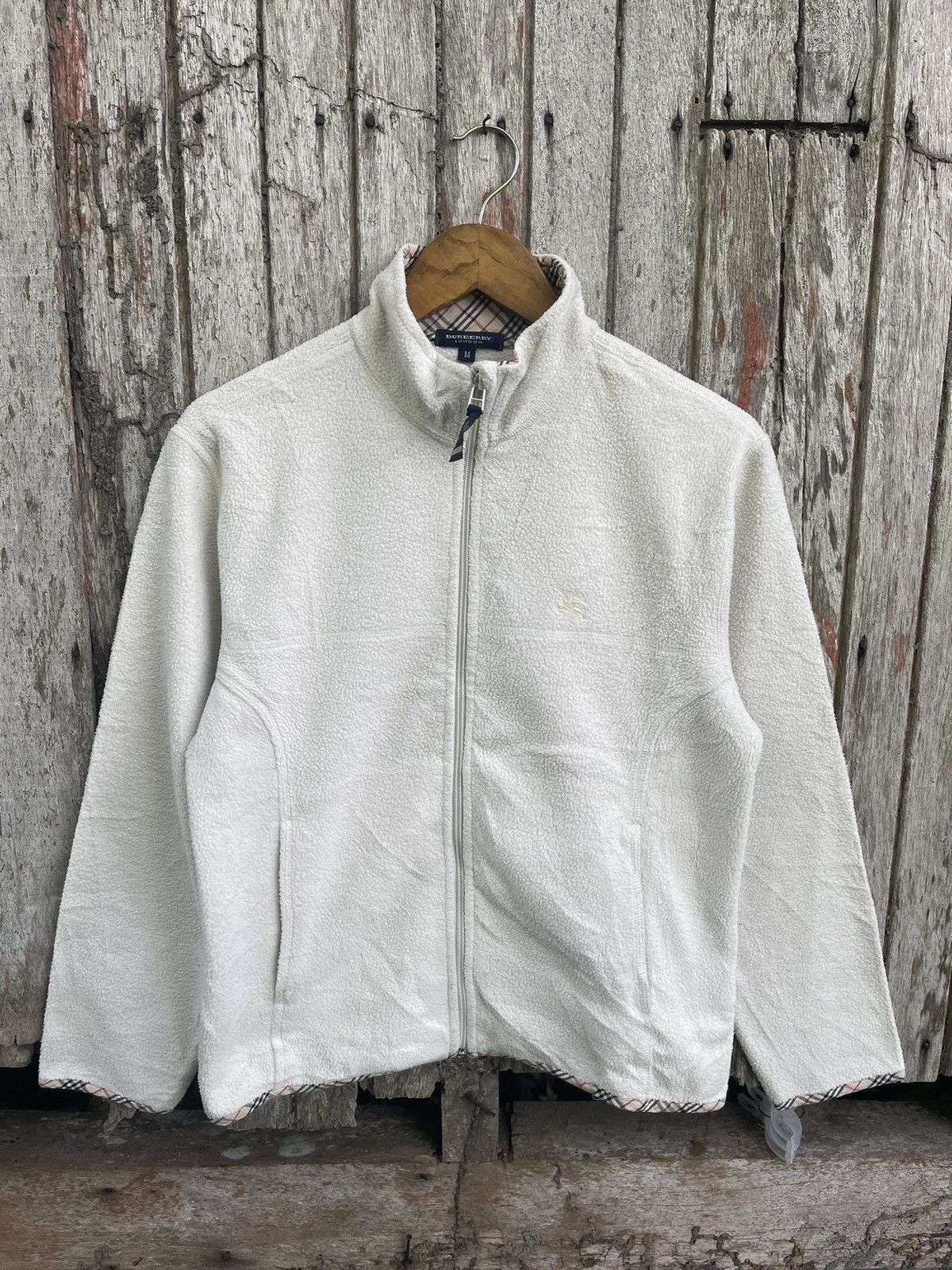 Burberry Burberry London White Fleece Zip Jacket – Nova Check Lining Size US M / EU 48-50 / 2 - 1 Thumbnail