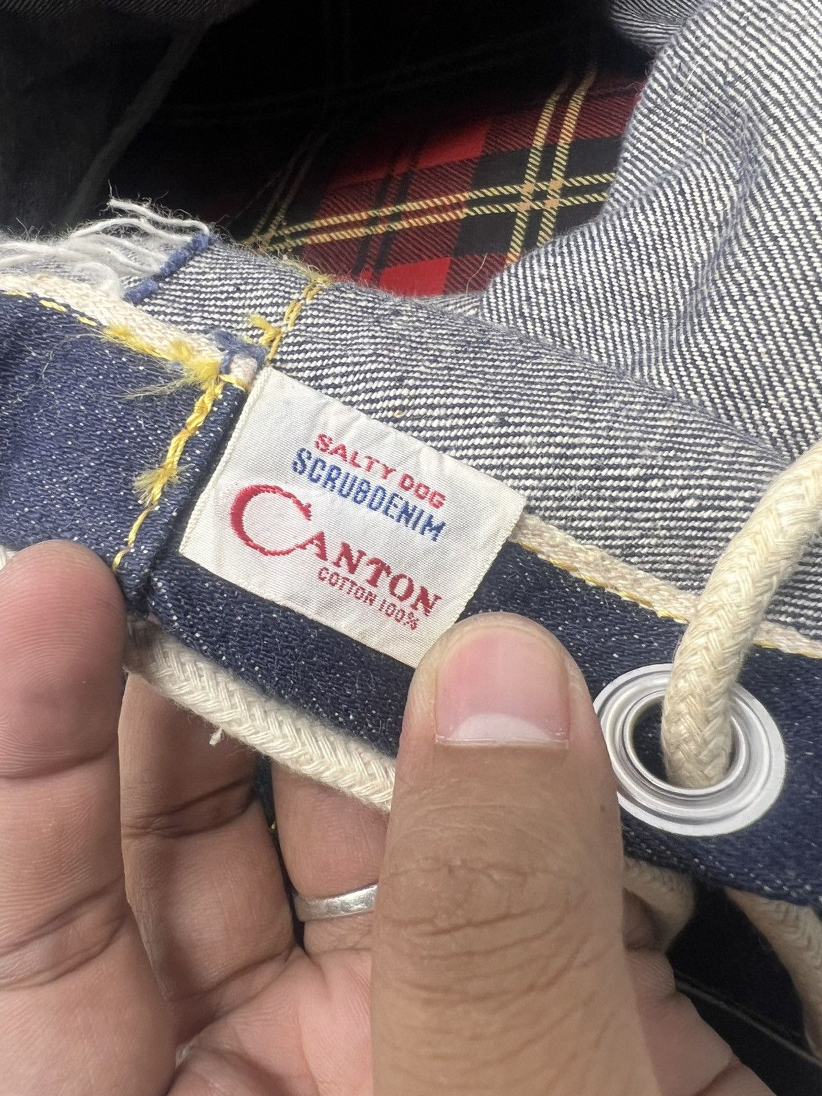Japanese Brand Vintage Canton X-West Denim Drawstring Bucket Size ONE SIZE - 19 Thumbnail