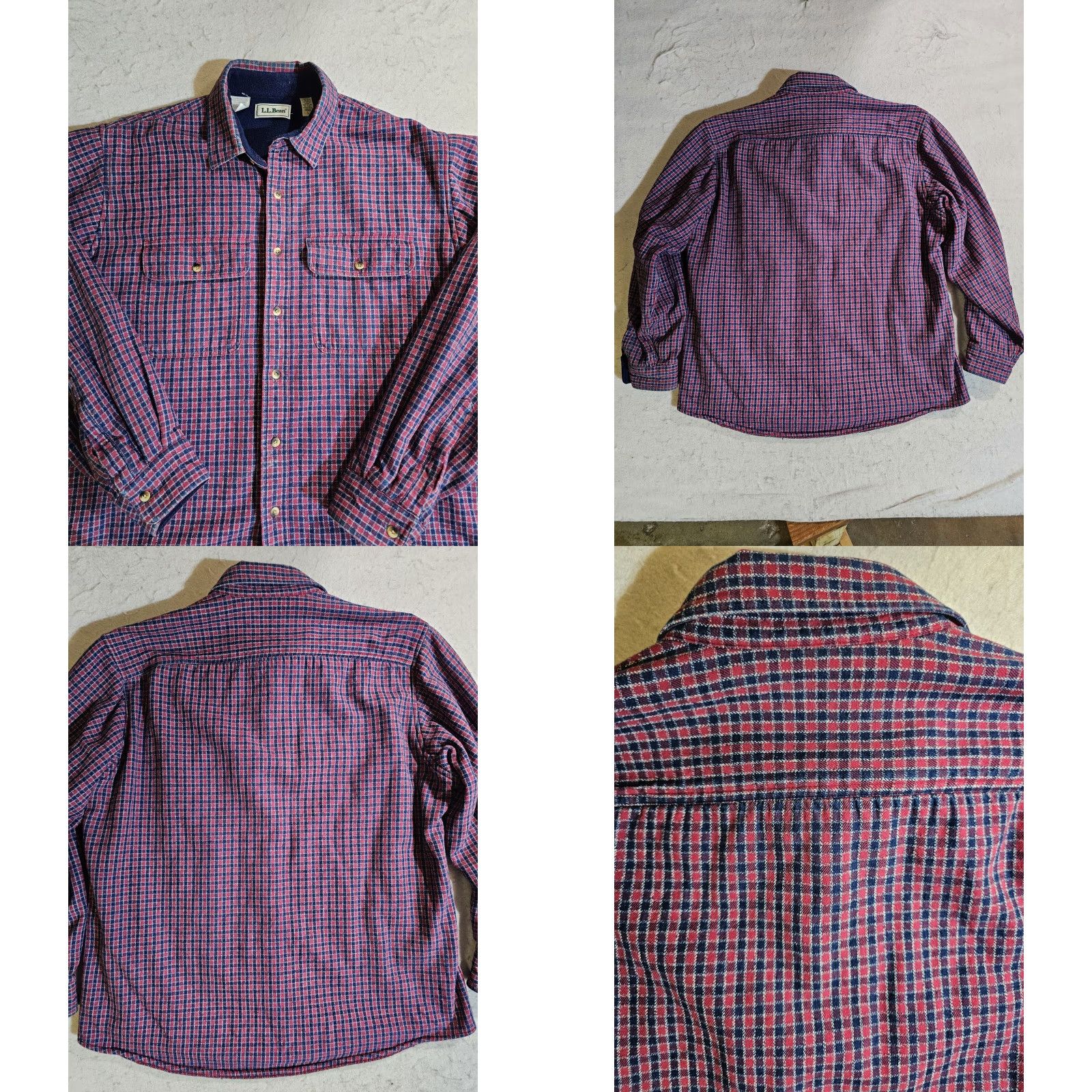 Vintage VINTAGE L.L. Bean Shirt Shacket Plaid Flannel Fleece Lined Mens Large Red/Blue Size US L / EU 52-54 / 3 - 8 Thumbnail