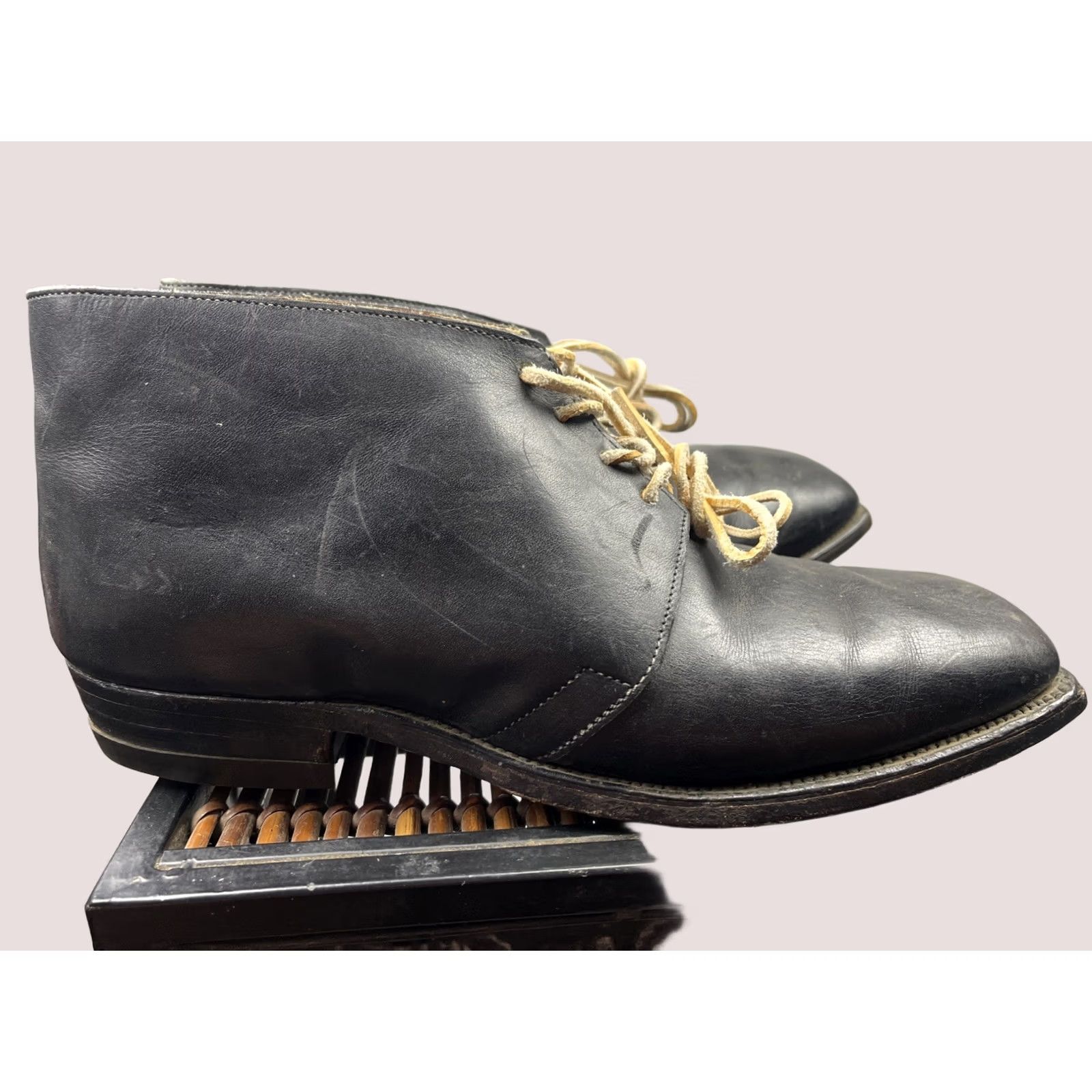 Frye Frye Chukka Boots Mens 10.5 D Black Leather Lace Up Square Toe Made In USA Boots Mens 10.5 D Black Leather Square Toe Lace Up USA Chukka Frye Size US 10 / EU 43 - 1 Thumbnail