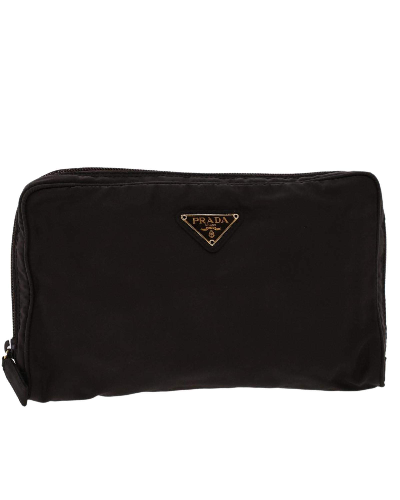 image of Elegant Brown Nylon Prada Clutch, Women's