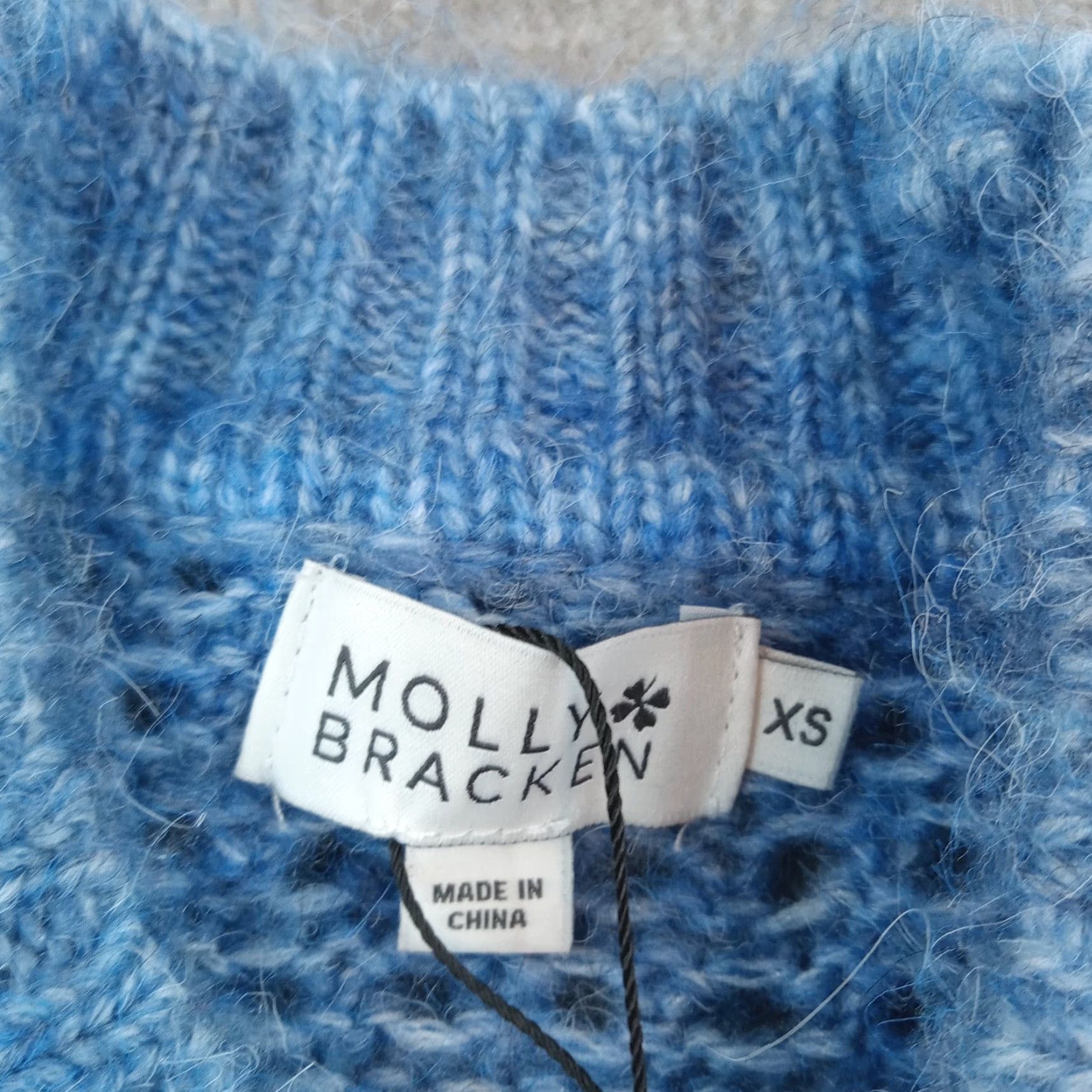 Vintage Molly Bracken Blue Ruffle Sweater Womens XS Long Sleeve Mock Neck Open Knit Acrylic Size XS / US 0-2 / IT 36-38 - 5 Thumbnail