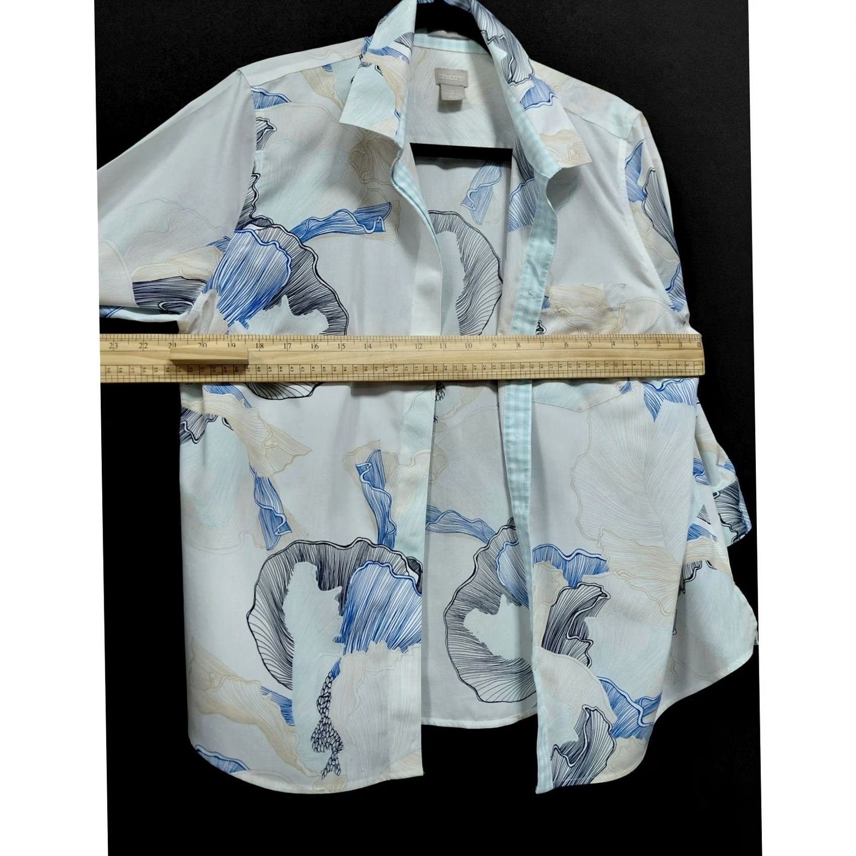 Vintage Chico'S Blue Cotton Womens Shirt - 3/4 Sleeve - Size 12/14 Size XL / US 12-14 / IT 48-50 - 7 Thumbnail