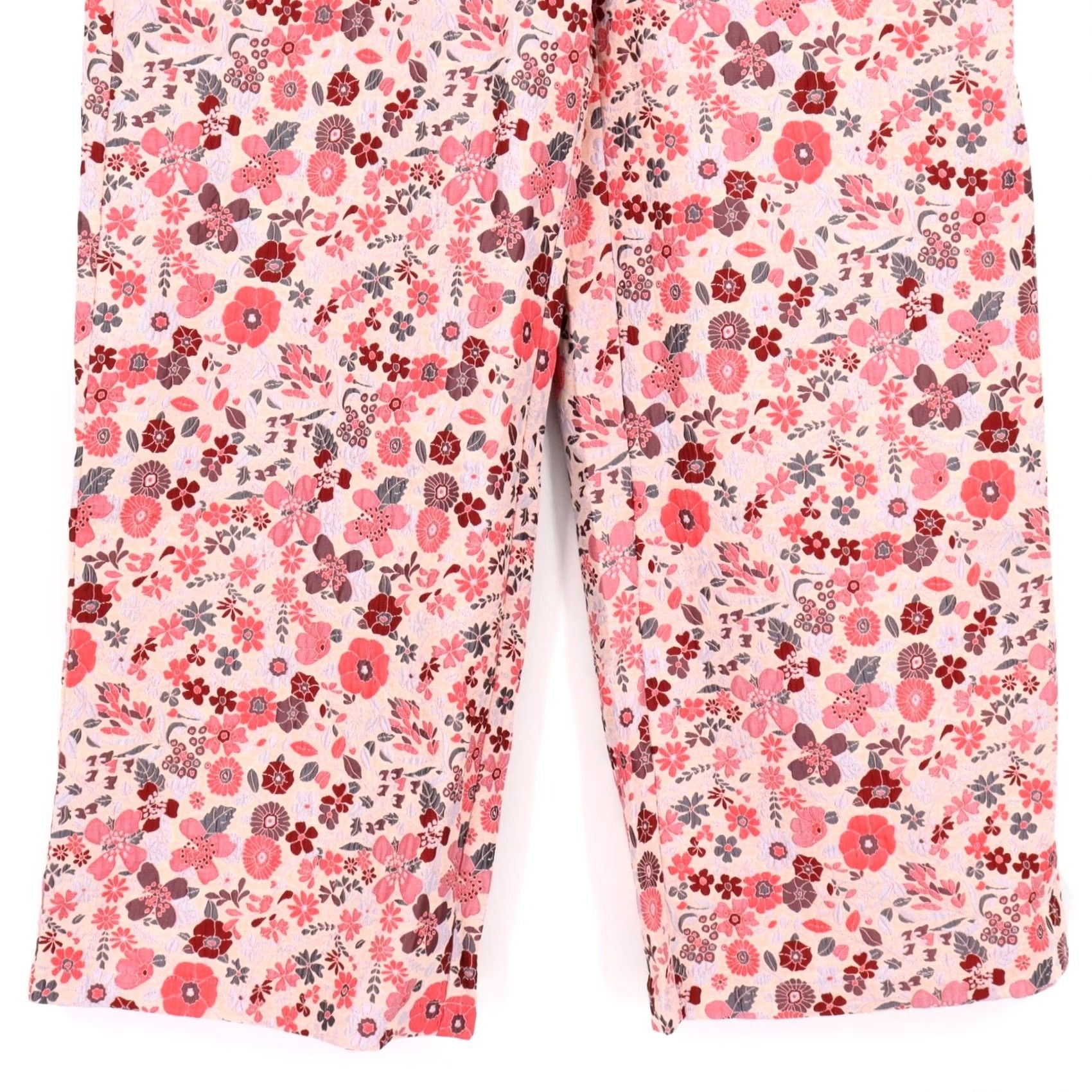 Lulus Lulus Women's Bloom into Spring Blush Floral Jacquard Wide-Leg Pants XL Red Floral Wide-Leg Pants Women XL Size 40" / US 18 - 5 Thumbnail