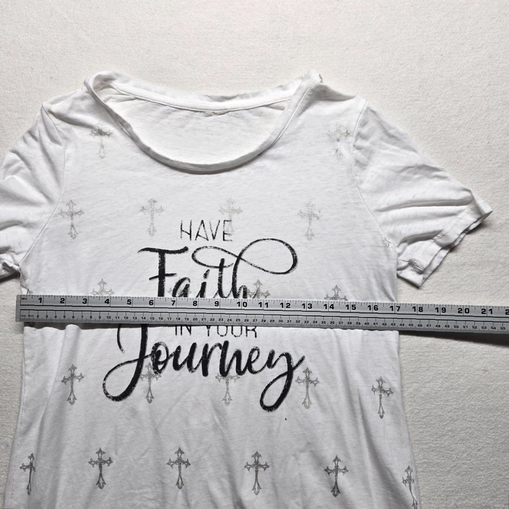 Vintage VINTAGE Christian Message T-Shirt Woman Small Have Faith in Your Journey White Short Sleeve Crew Neck Modern Size S / US 4 / IT 40 - 4 Thumbnail