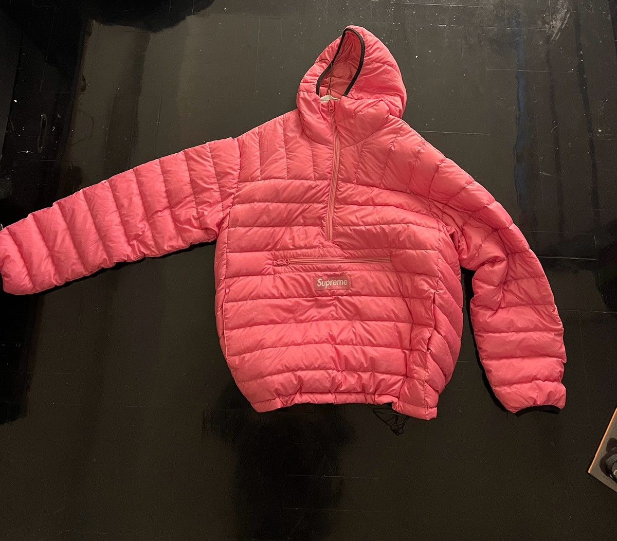 Image of Supreme Quarter Zip Puffer in Pink, Men's (Size Small)