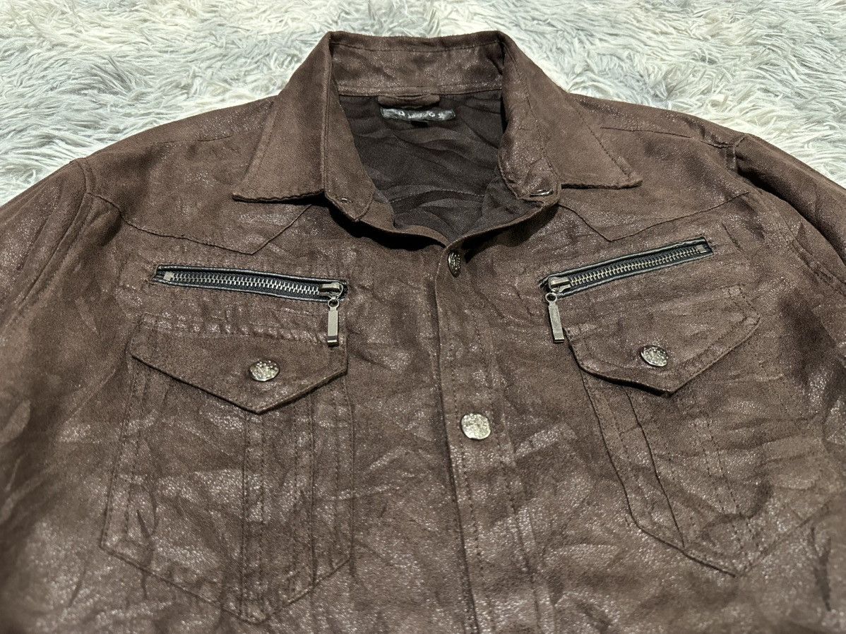 If Six Was Nine 🔥Sick Y2K Omkoe Waxed Suede Western Shirt ZipperGoth Punk Size US L / EU 52-54 / 3 - 2 Thumbnail