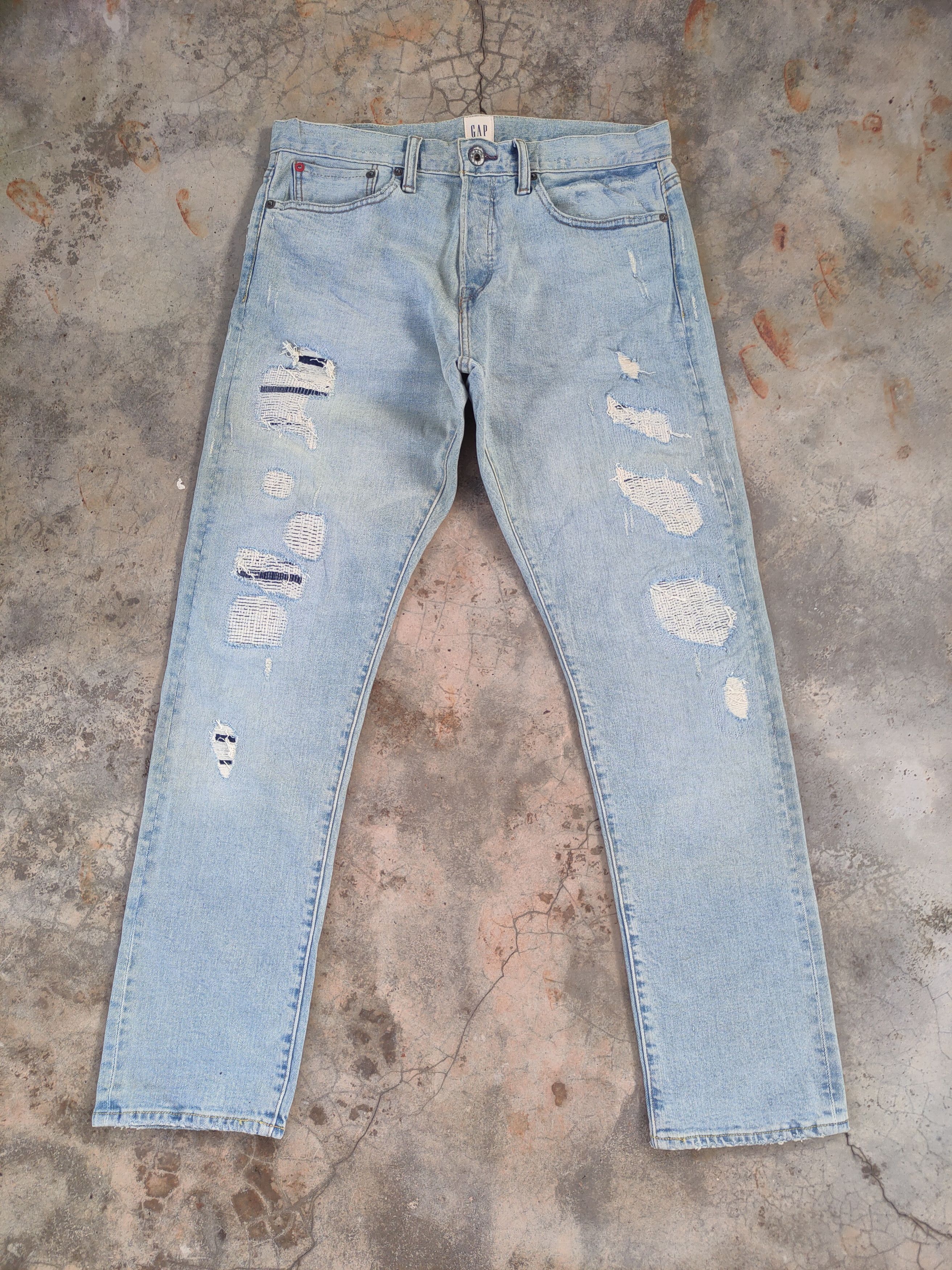 Gap W32 VINTAGE GAP FADED BLUE DISTRESSED JEANS PANTS Size US 32 / EU 48 - 2 Thumbnail