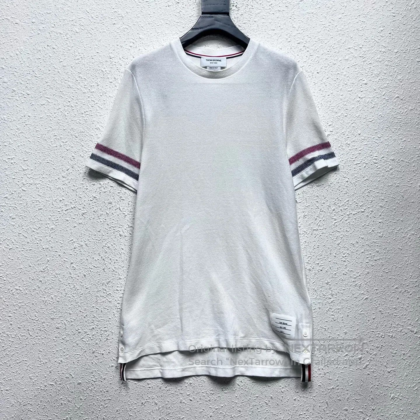 Thom Browne Thom Browne SIZE2 SS23 Striped White Knit Short-Sleeved T-s Size M / US 6-8 / IT 42-44 - 1 Thumbnail