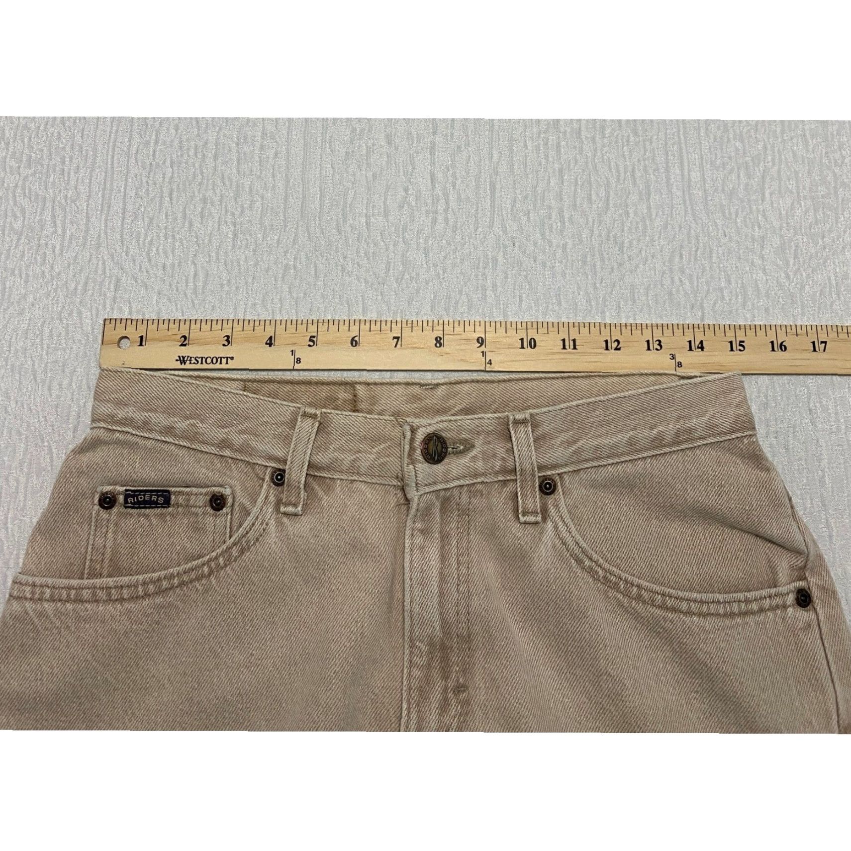 Vintage VINTAGE Riders Jeans Women 10P Beige Denim Straight 5-Pocket Retro Mid Rise: 28in Inseam, 100% Cotton Size 32" / US 10 / IT 46 - 6 Thumbnail