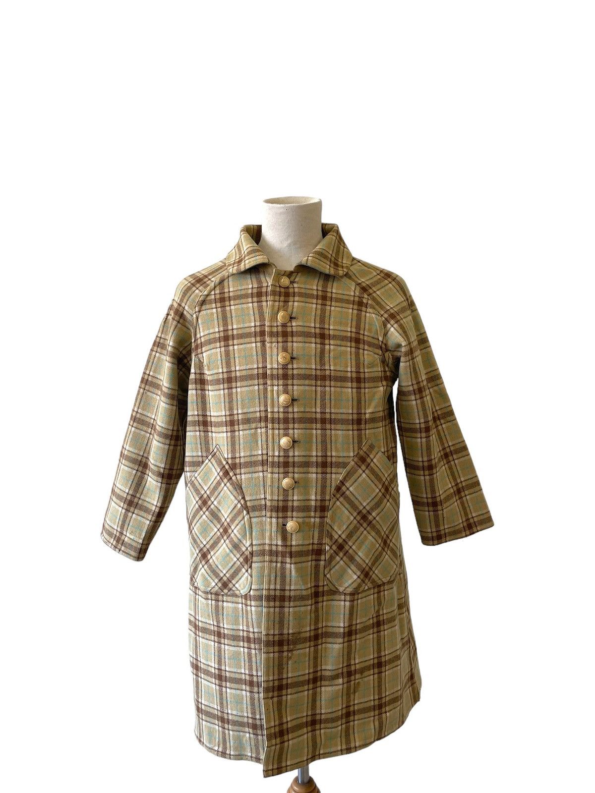 image of Vintage Checkered Coat in Brown, Women's (Size Medium)