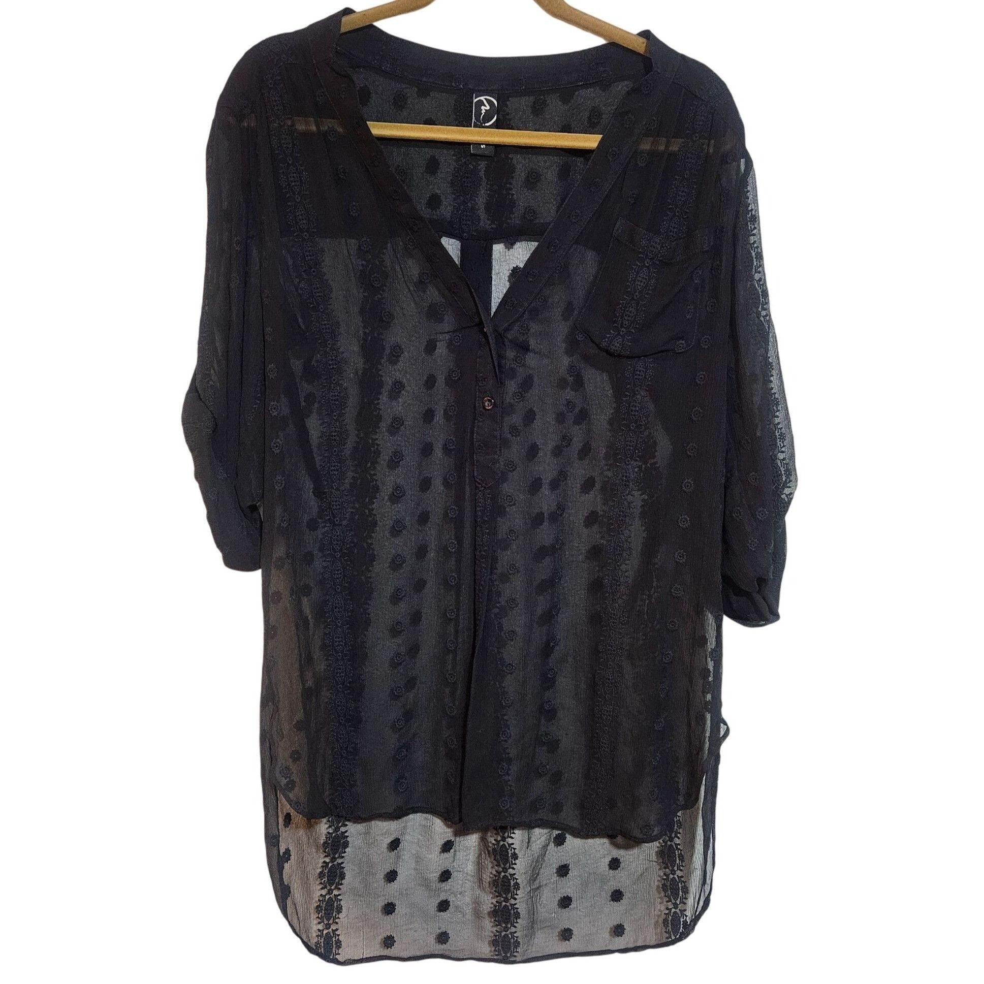 The Unbranded Brand Sheer Blouse Black Small Stretchy Lightweight Minimalist Boh Size S / US 4 / IT 40 - 1 Thumbnail