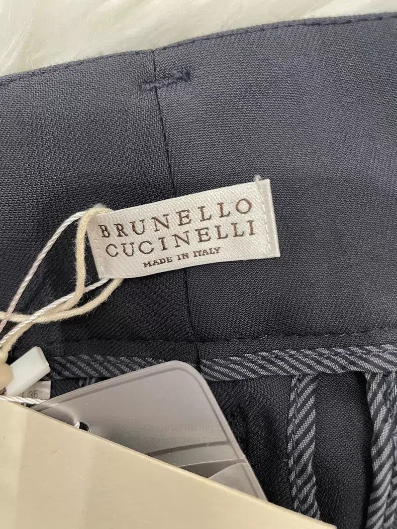 Brunello Cucinelli Brunello Cucinelli Blue-Black Wool Casual Trousers Size 25" / US 0 / IT 36 - 3 Thumbnail