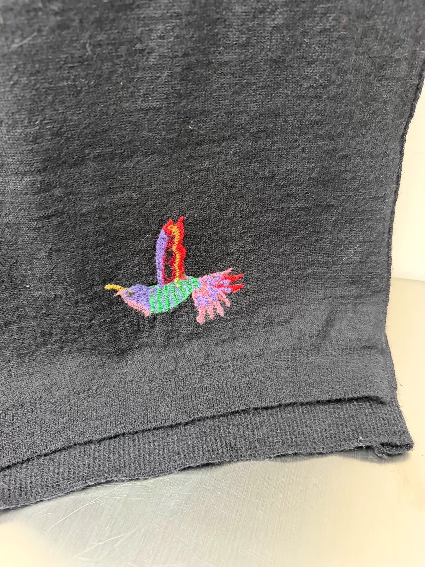 Yohji Yamamoto Y's Yohji Yamamoto Magpie Embroidery Wool Scarf Size ONE SIZE - 5 Thumbnail