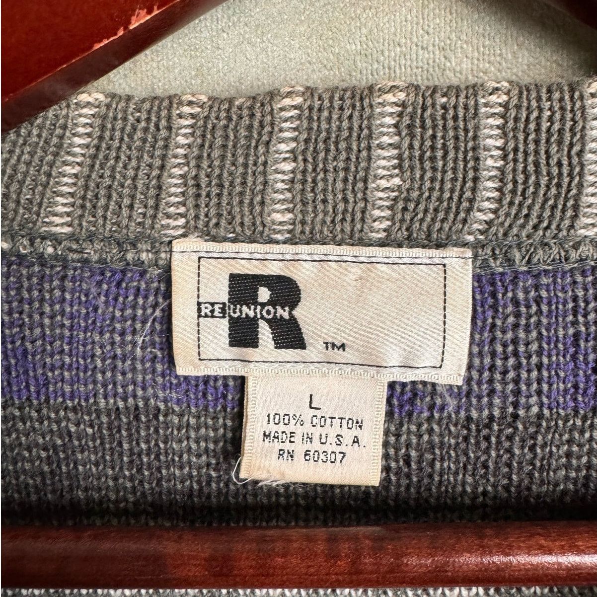 Vintage VTG 90s Striped Knit Sweater Sz L Gray Purple White Size US L / EU 52-54 / 3 - 6 Thumbnail