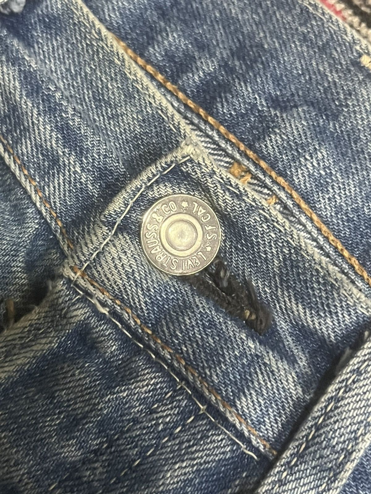 Levi's Vintage Clothing Levi’s LVC 501 Big E Repaired Blue Washed Selvedge Jeans Size US 34 / EU 50 - 6 Thumbnail