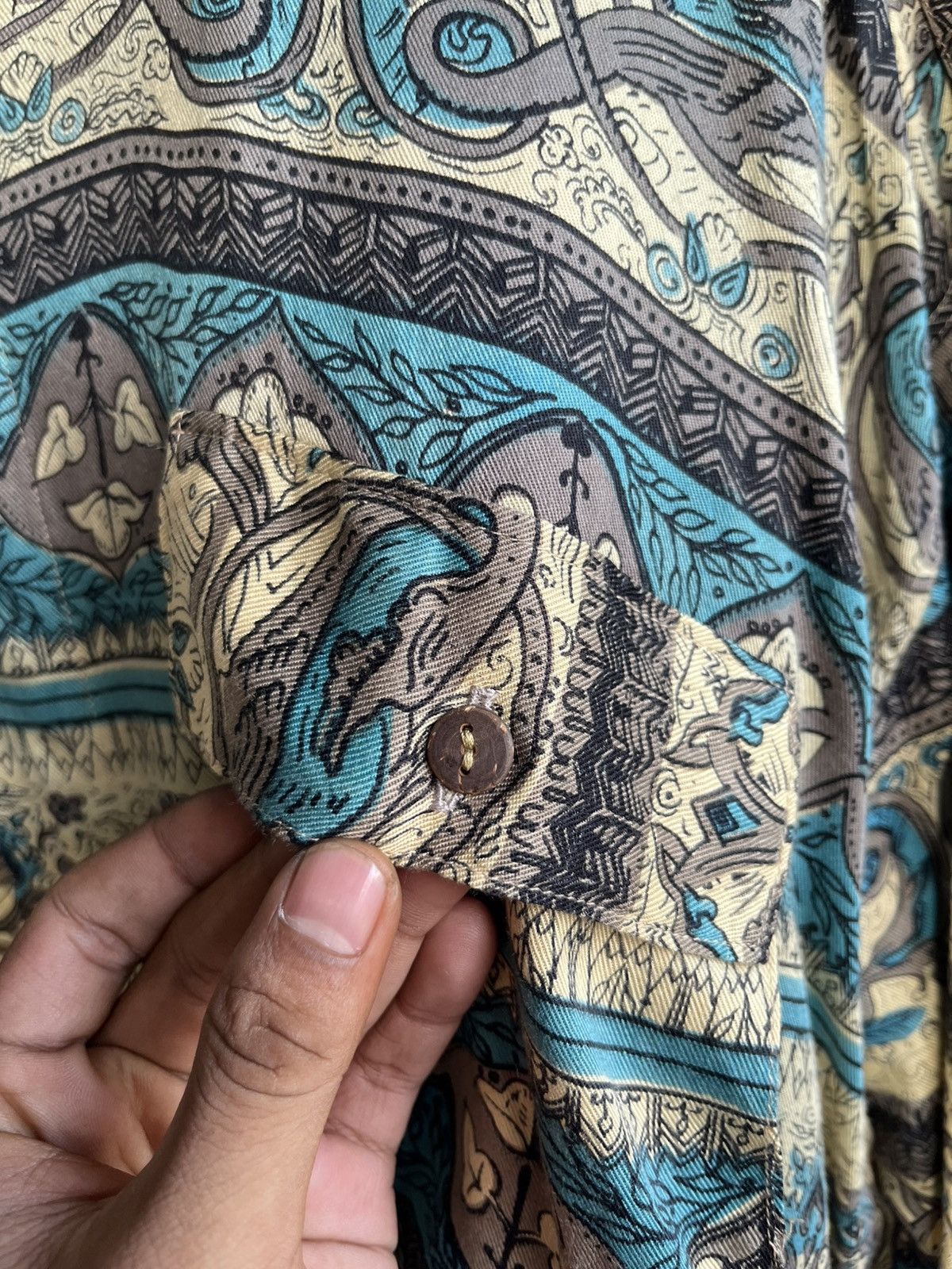 Mr. Gentleman Batik double pocket 3d pattern shirt wood button Size US XXL / EU 58 / 5 - 5 Thumbnail