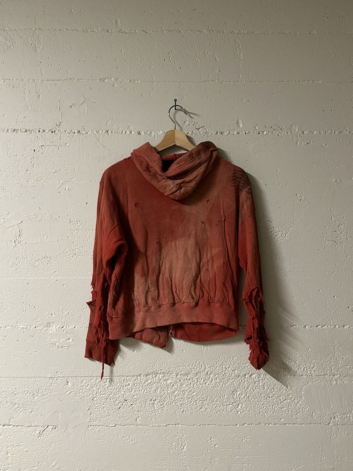 Vintage VINTAGE THRASHED RED THERMAL LINED HOODIE Size US XS / EU 42 / 0 - 3 Thumbnail