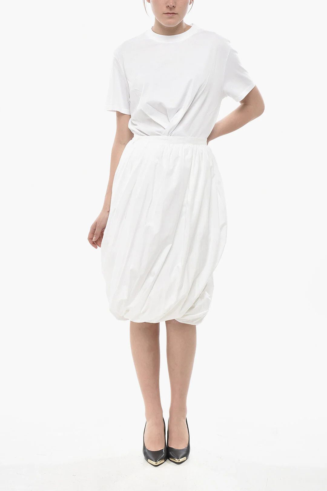 Marni og1mm0326 Cotton Midi Skirt in White Size 27" / US 4 / IT 40 - 4 Thumbnail