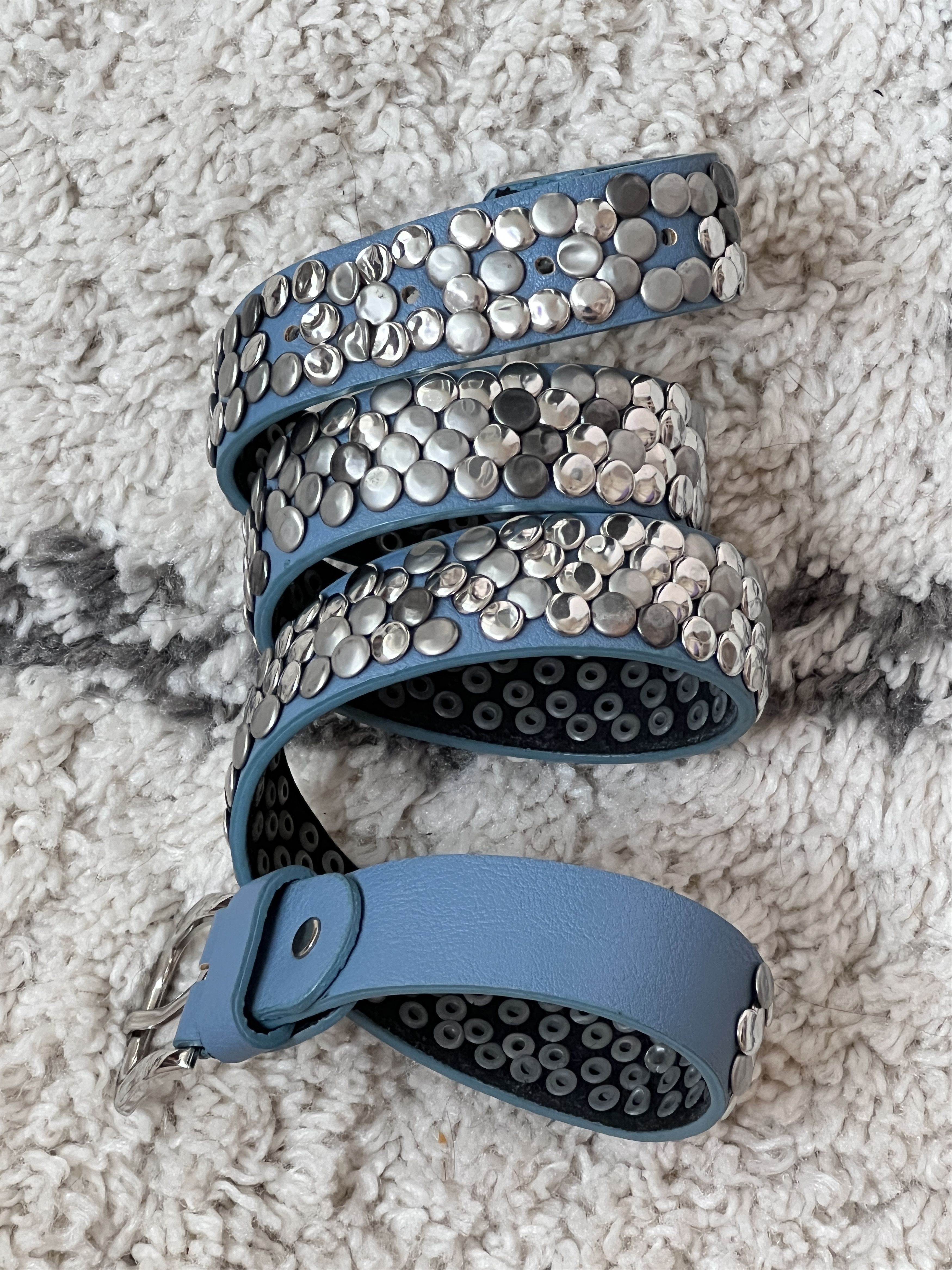 Vintage BB Style Rhinestones Blue Punk Style Belt Blue Size ONE SIZE - 6 Thumbnail