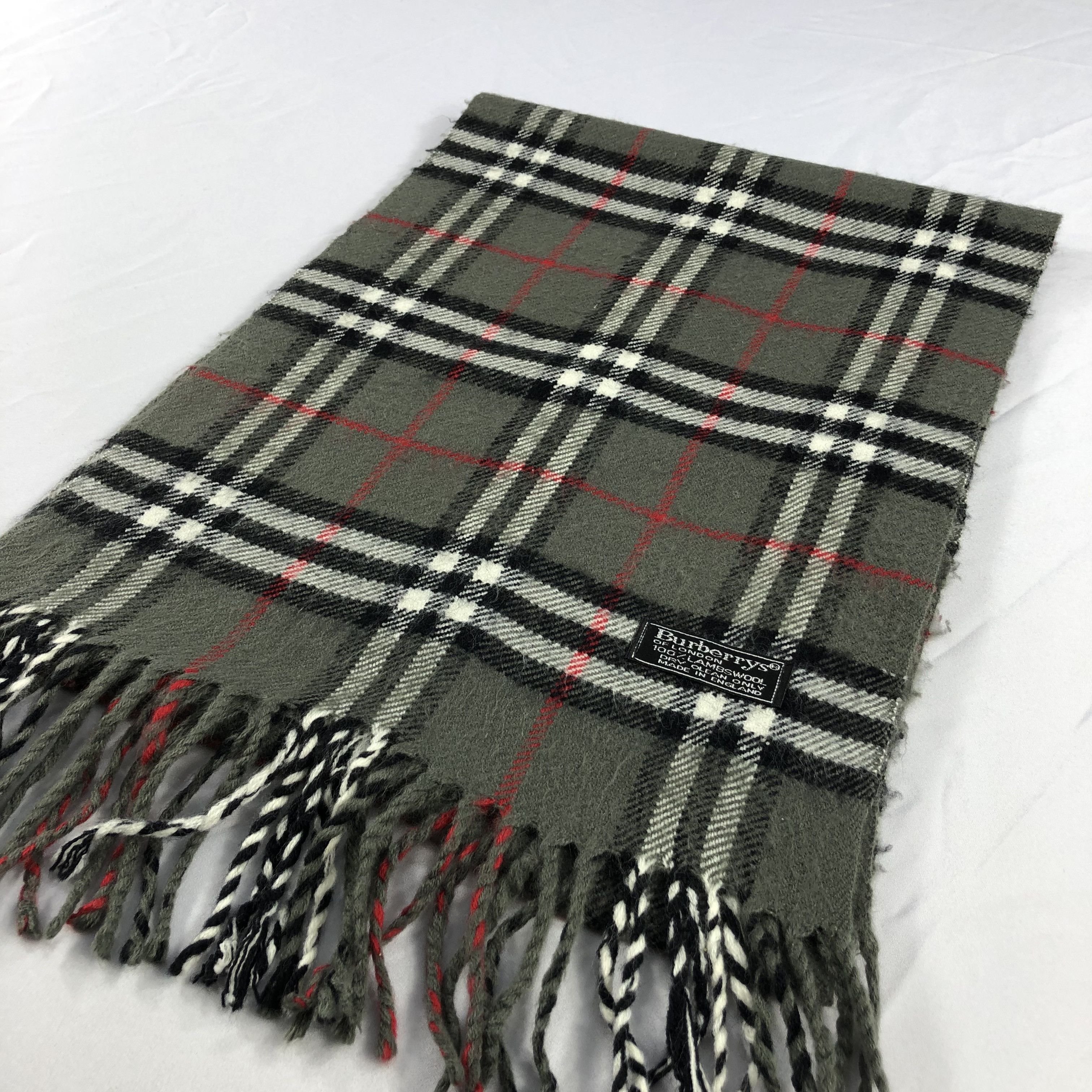 Burberry Burberrys Nova Check Grey Wool Scarf Muffler V1015 Size ONE SIZE - 3 Thumbnail