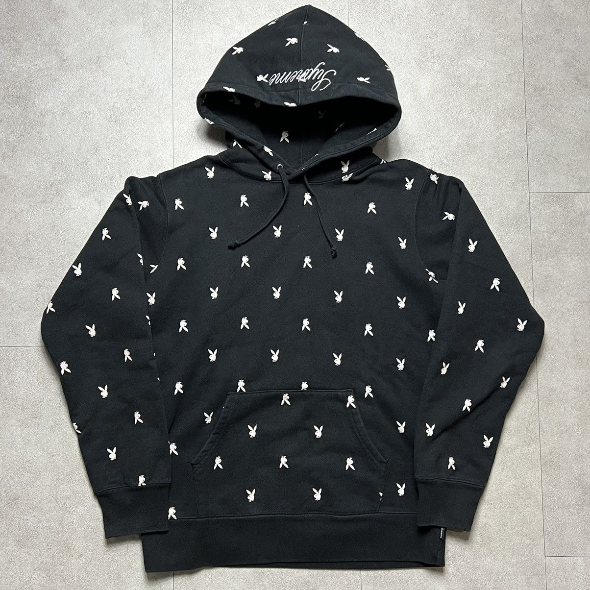 image of Playboy x Supreme Play Boy Monogram Hoodie in Black, Men's (Size Medium)