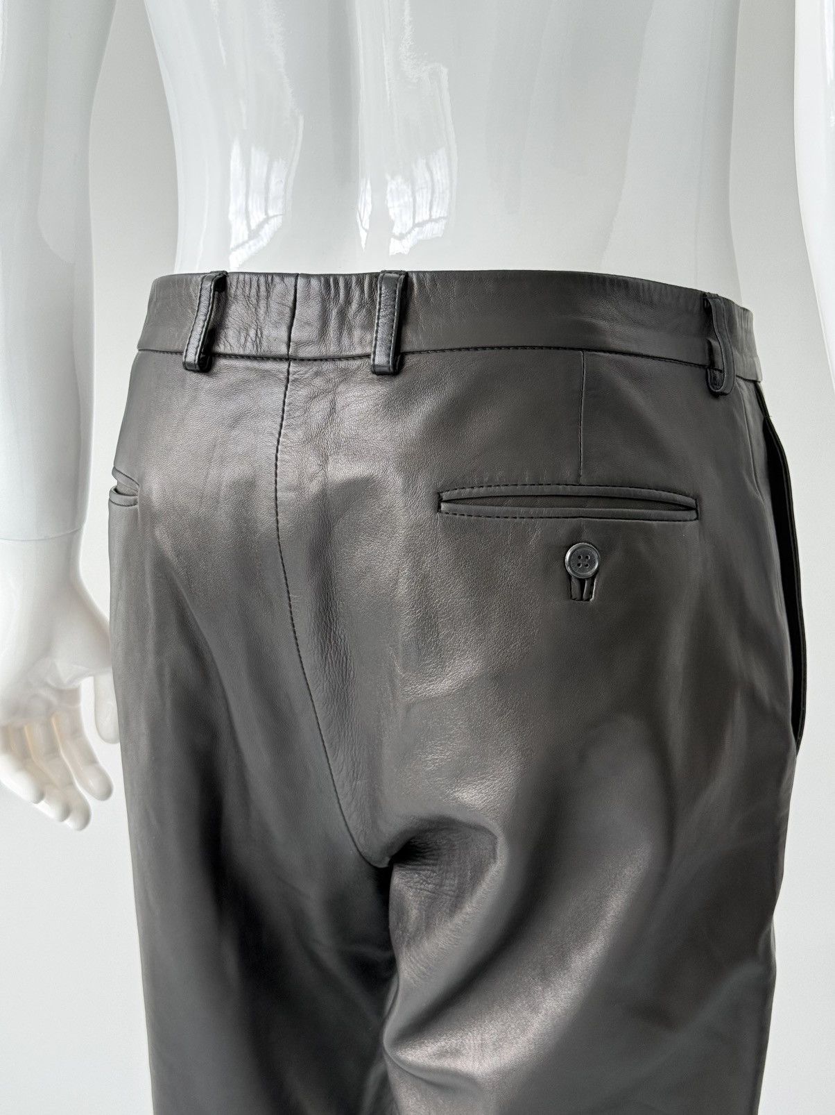 Gucci Gucci Tom Ford Era Dark Brown Black Lambskin Leather Pants Size US 35 - 7 Thumbnail