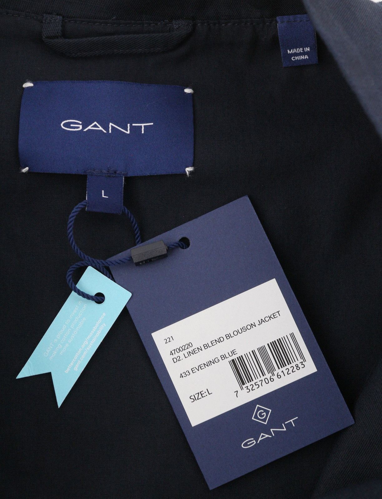 Gant LINEN BLEND BLOUSON L Evening Blue Bomber Jacket 87279 Size L / US 10 / IT 46 - 8 Thumbnail