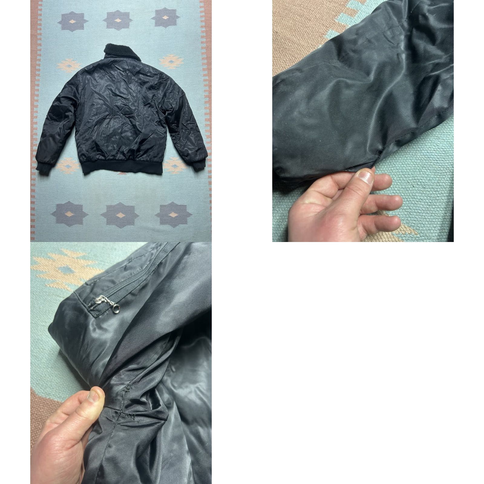Sears VINTAGE Sears Bomber Jacket MA-1 Style Black Cropped Nylon Military Large Mens Size US L / EU 52-54 / 3 - 8 Thumbnail