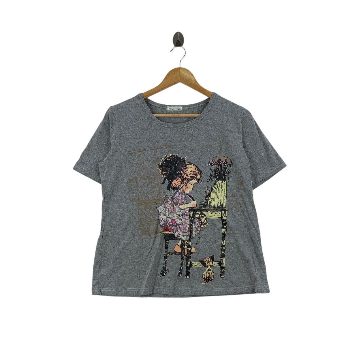 Vintage Vintage YURINA PARIS Painting Cat Illustration Tee Shirt Top Size M / US 6-8 / IT 42-44 - 1 Thumbnail