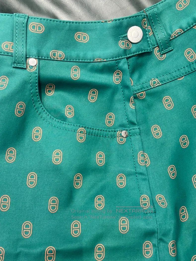 Hermes Hermes Pig nose denim skirt, green Size 24" / US 00 / IT 34 - 4 Thumbnail