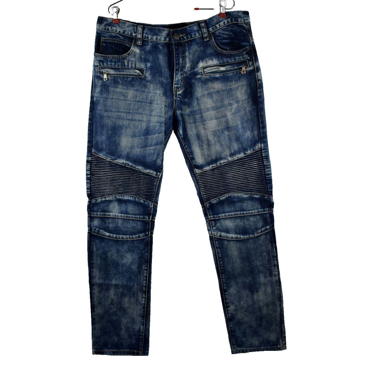 Embellish Embellish Mens 38 x 34 Distressed Blue Biker Jeans Size US 38 / EU 54 - 1 Thumbnail