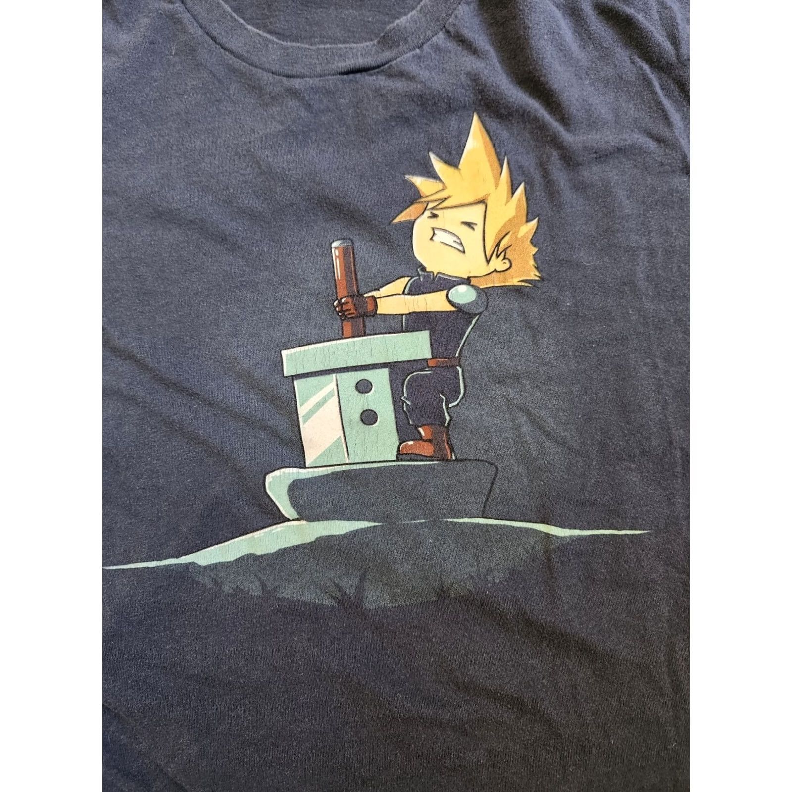 Vintage Tee Turtle Shirt Mens Dusty Blue Anime Final Fantasy Pulling Sword Short Sleeve Size S Size US S / EU 44-46 / 1 - 4 Thumbnail