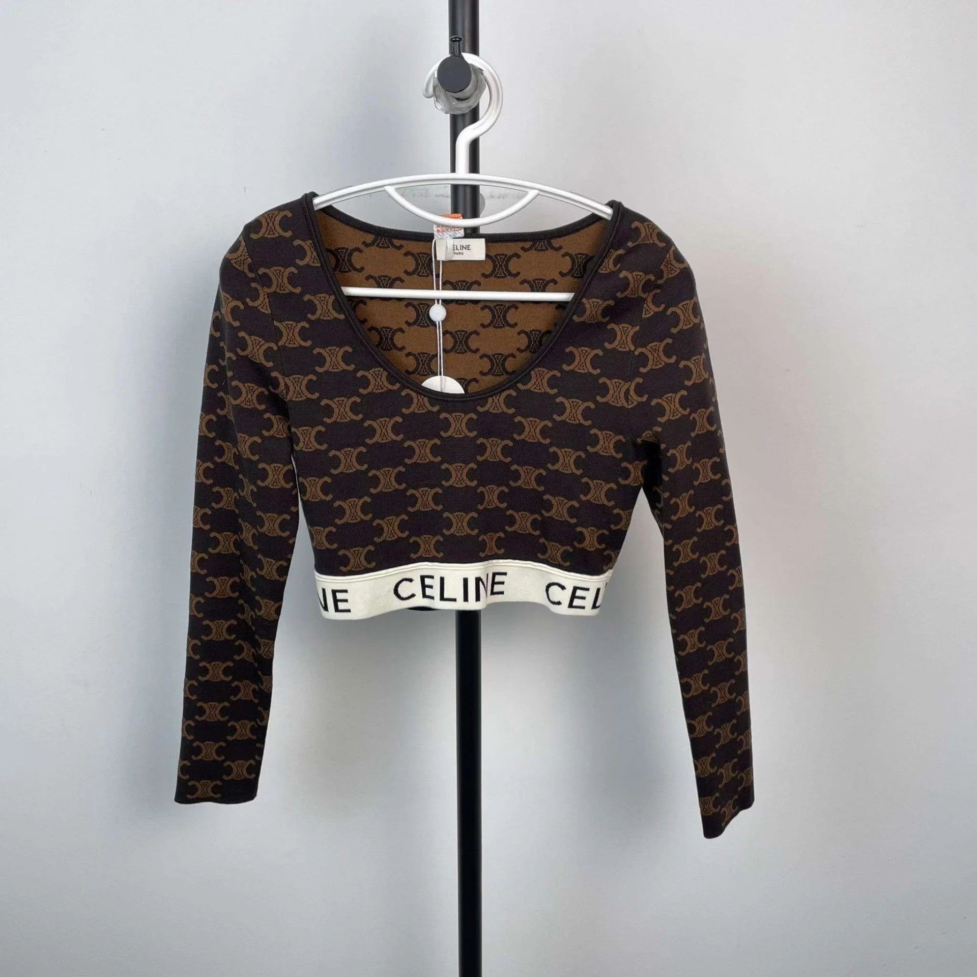 Celine Celine Silk All Over Print Sweater Brown S Size S / US 4 / IT 40 - 1 Thumbnail