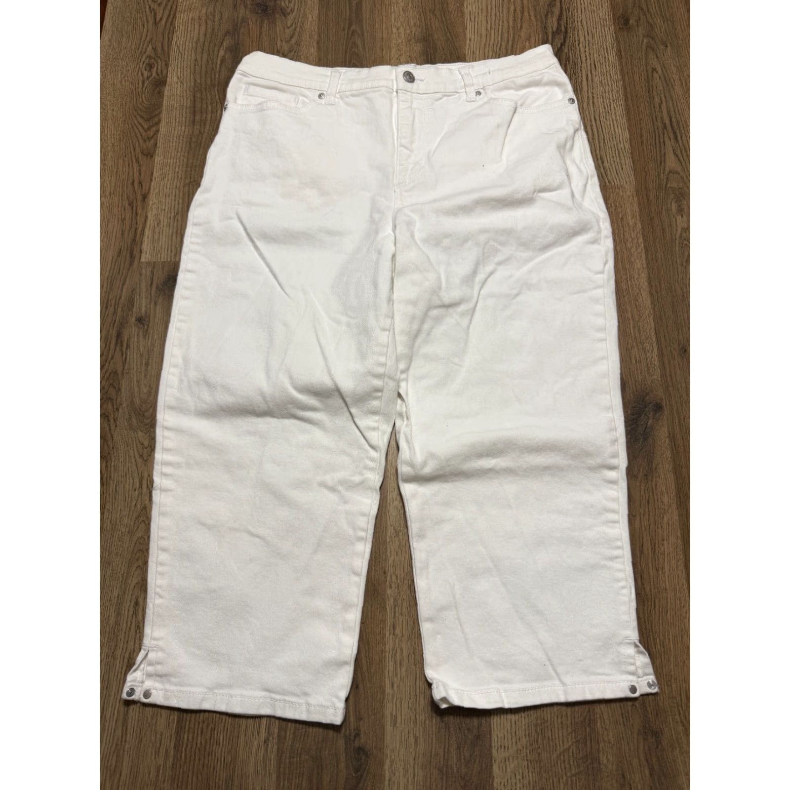 Gloria Vanderbilt Gloria Vanderbilt Amanda Jeans Capris White 12 Regular Stretch Denim 5-Pocket Pressed Rise High Ladies Womens Size 34" / US 12 / IT 48 - 2 Thumbnail