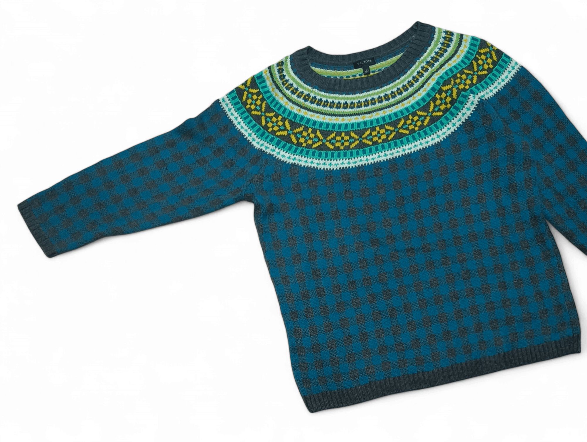Talbots Vintage 90s TALBOTS Women's Ethnic Striped Knit Sweater Size L / US 10 / IT 46 - 2 Thumbnail