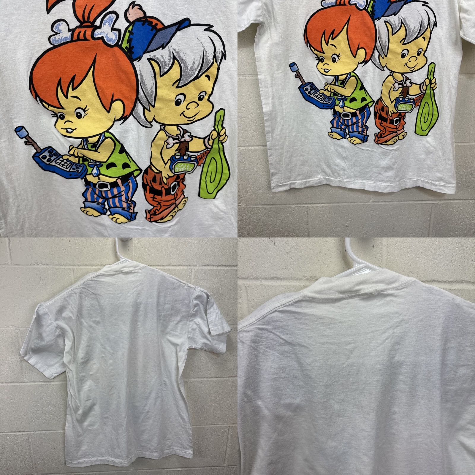 Vintage VINTAGE Flintstones Pebbles Bam Bam T Shirt XL White 90s Graphic Print Mens Regular Short Sleeve Cotton Knit Size US XL / EU 56 / 4 - 8 Thumbnail