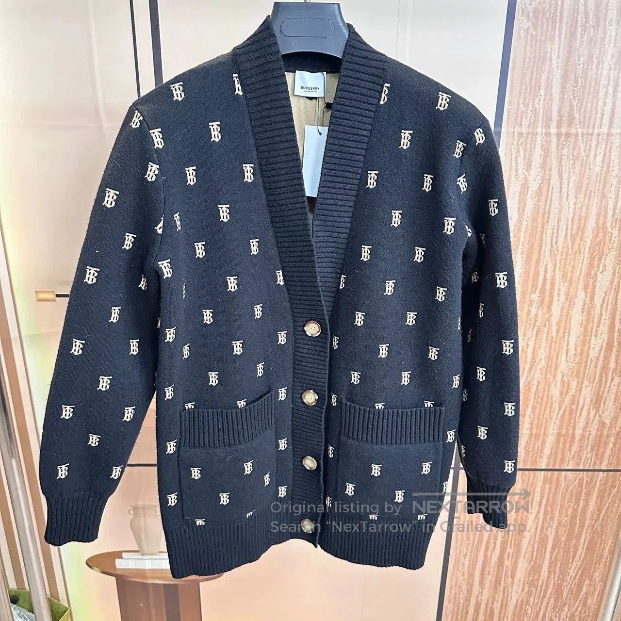 Burberry Burberry Black TB Print Wool Cardigan M. Size US M / EU 48-50 / 2 - 1 Thumbnail