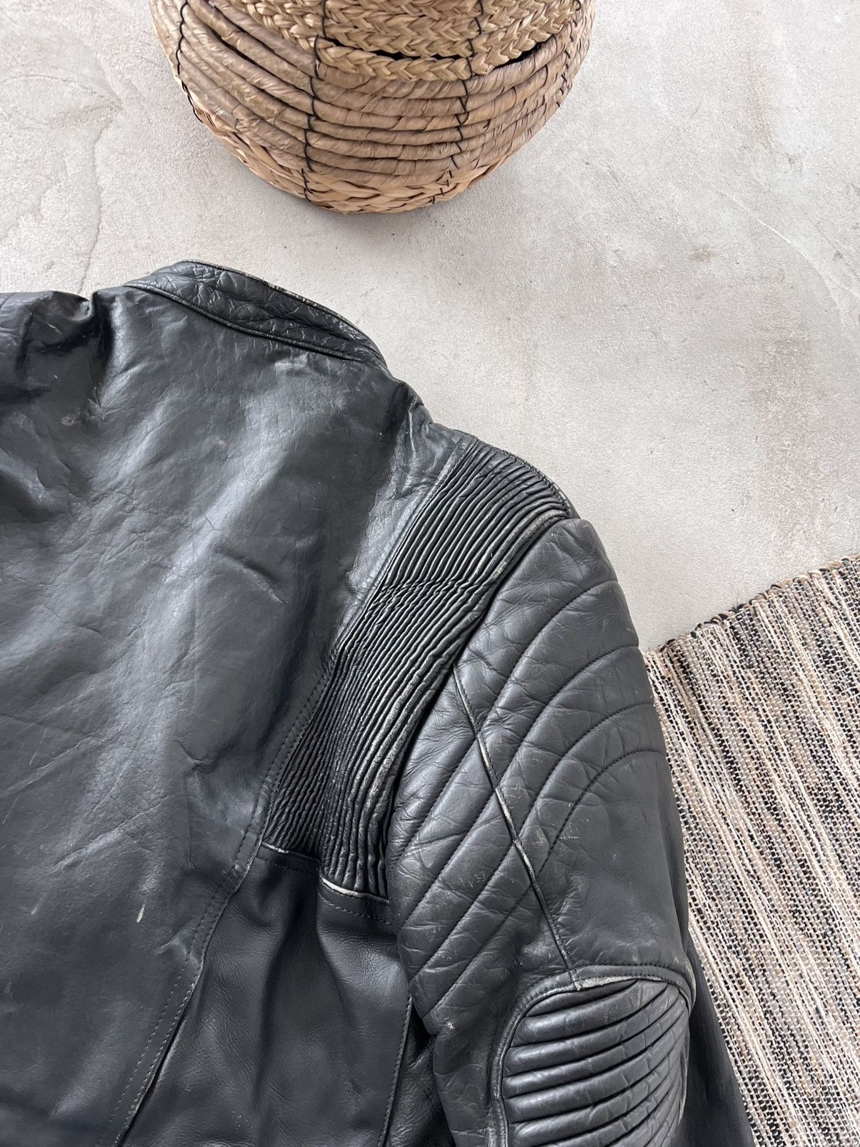 Genuine Leather Vintage Harley Davidson style Faded Black Moto Bomber Jacket Size US L / EU 52-54 / 3 - 14 Thumbnail
