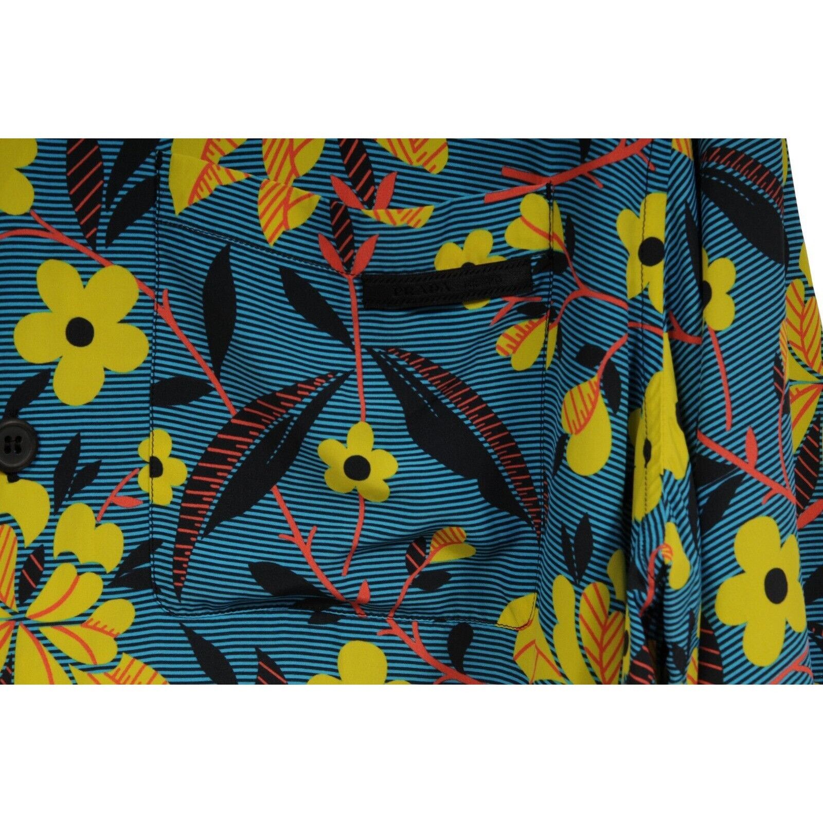Prada Floral Button Down Shirt Blue Yellow Viscose Size US L / EU 52-54 / 3 - 3 Thumbnail