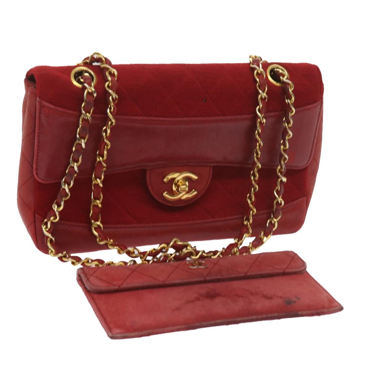 Chanel CHANEL Matelasse Chain Shoulder Bag Canvas Red CC Size ONE SIZE - 1 Thumbnail