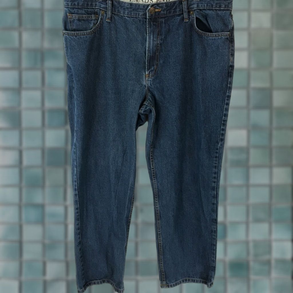 Lands' End Lands' End Men's Casual Straight Denim Jeans Size 40 Blue Regular Fit 5-Pocket Classic Size US 40 / EU 56 - 1 Thumbnail