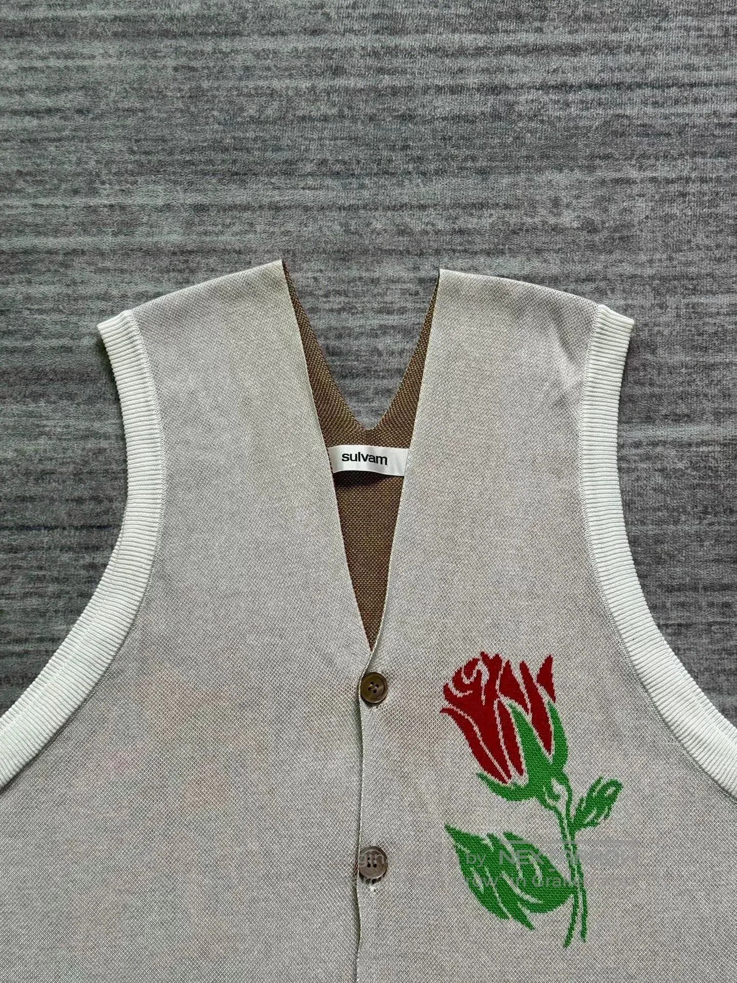 Sulvam vintage floral knit sleeveless wool vest. Size US S / EU 44-46 / 1 - 4 Thumbnail